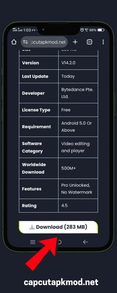 capcut mod apk downloading process step 1